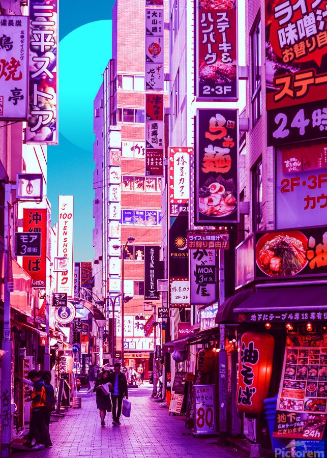 Japan City In Tokyo Retro Art by Colorize Studio Wall Art