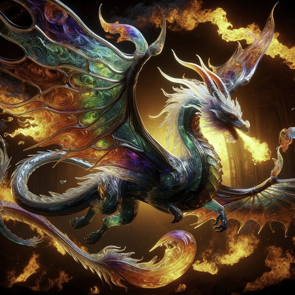 GLASS Fire DRAGON  Print