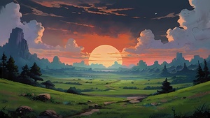 Default Original anime Japanese landscape Studio