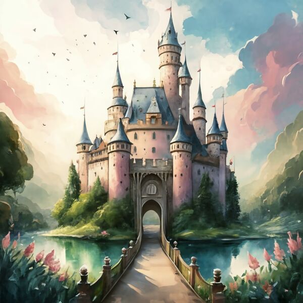 Watercolor Fairytale Castle  Print