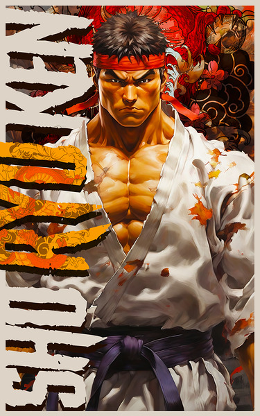 ストリートファイター リュウポスターby Artgermサイン入り Shoryuken-Ryu from Street Fighter by SukiSuGamer Wall Art