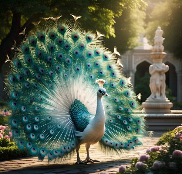 Peacock Splendor: A Burst of Vibrant Colors Print