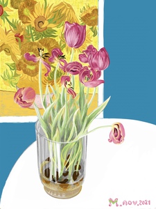 2D sunflowers & 3D tulips 