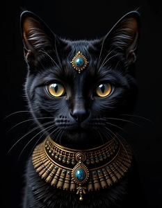 Egyptian Divine Cat - Feline Majesty in Gold