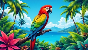 Tropical Parrot - Clean and Vibrant Artwork