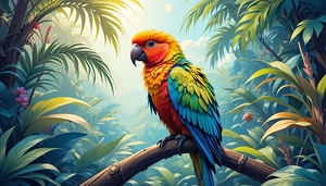Tropical parrot in the jungle