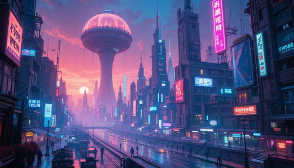 Metropole Neo-Nocturne : Hommage a Syd Mead Print