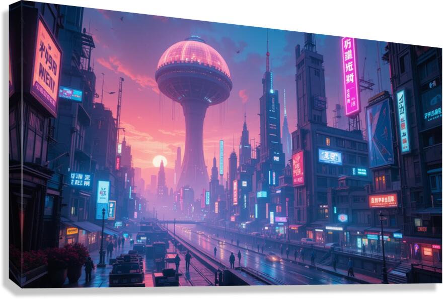 Metropole Neo-Nocturne : Hommage a Syd Mead Canvas Print