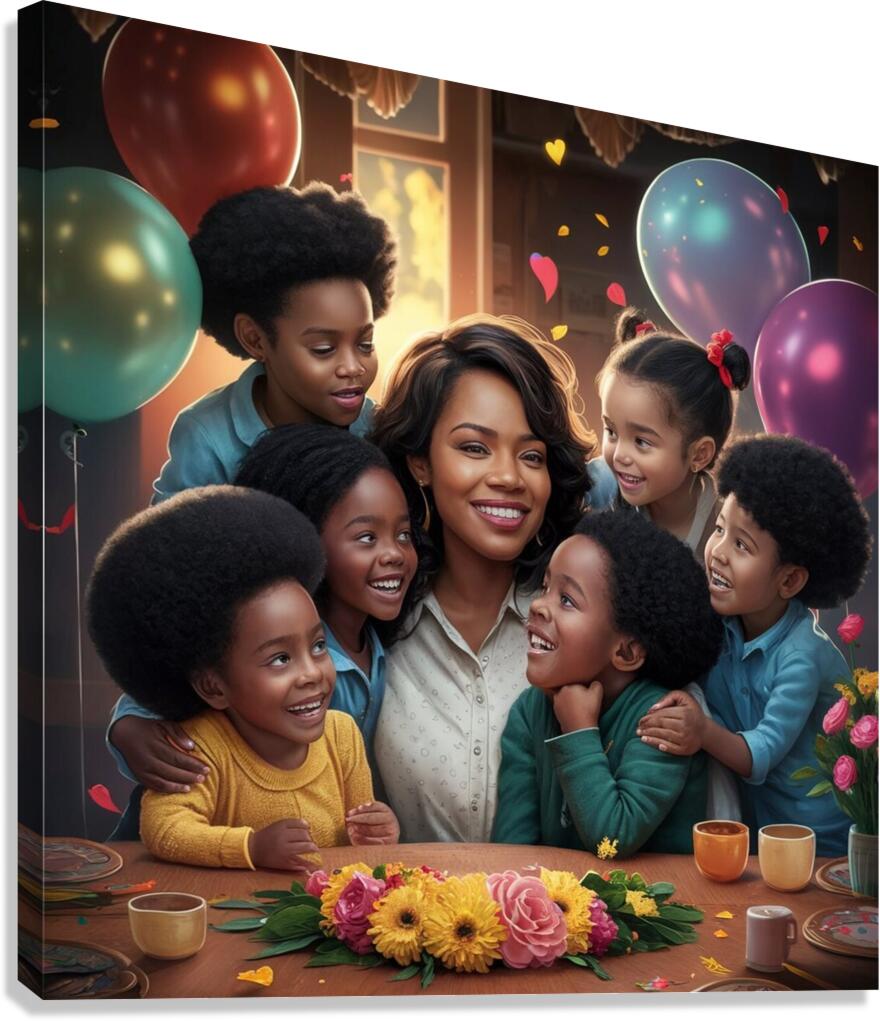 a heartwarming illustration of a loving mother an Canvas Print