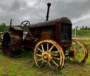 Vintage Tractor Yellow Wheel