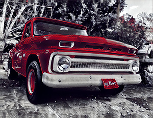 Graphic Red Truck Blue Ridge GA