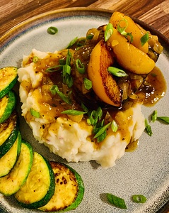 Peach Pork & Mashed Potatoes