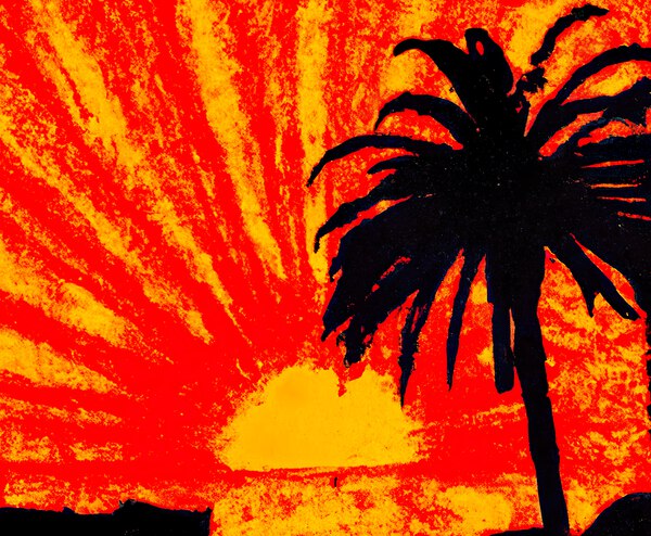 Black Palm Sunset Print