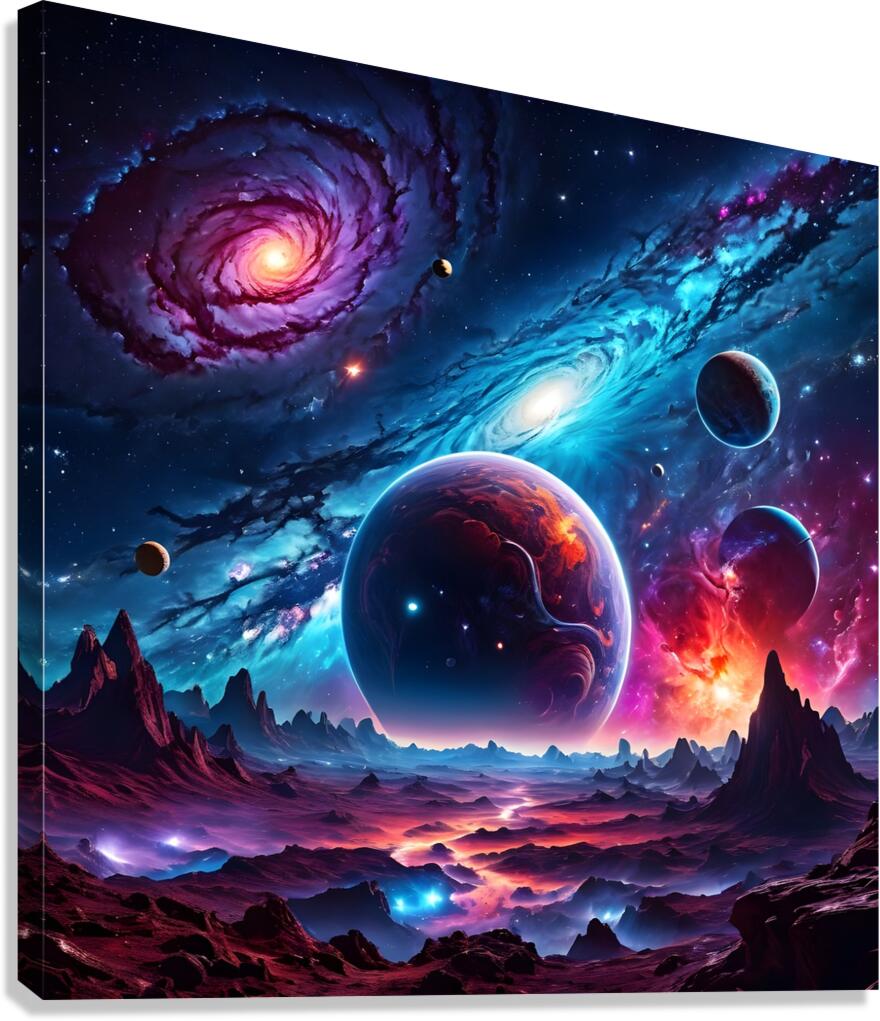 Galactic Wonders - Vibrant Sci-Fi Planetary Landscape by