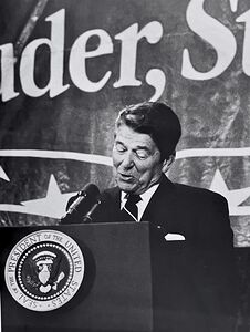 Reagan Looking Down at Podium
