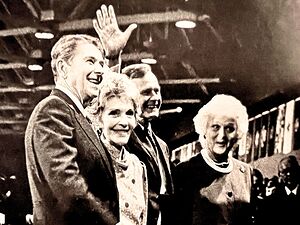Ron & Nanct Reagan with George & Barbra Bush