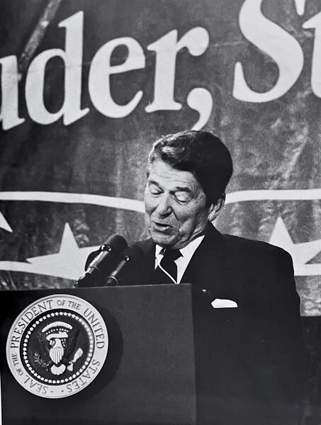 Reagan Looking Down at Podium by Michael W Rutherford