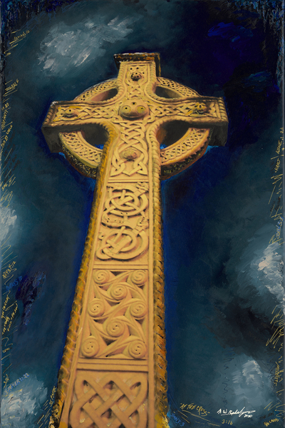 At the Cross - Golden Celtic Cross by Michael W Rutherford