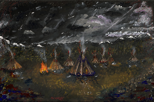 Night Fire: Native American Teepees by Michael W Rutherford