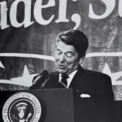 Reagan Looking Down at Podium