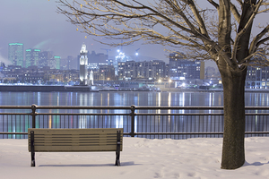 Cityscape from Inner city park at night