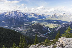 Exploring mountain peaks in banff