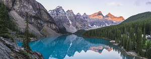 Lake moraine at sunrise