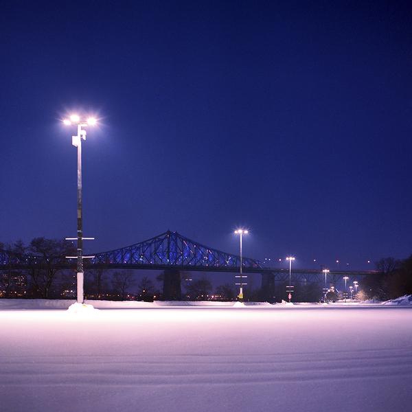 Empty parking lot covered with fresh snowfall Print