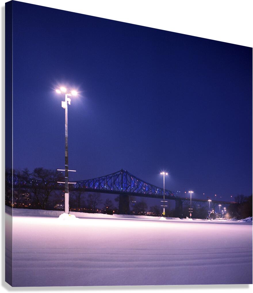 Empty parking lot covered with fresh snowfall Canvas Print