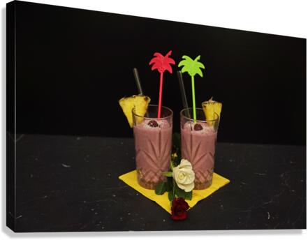 Cocktail pineapple raspberry coconut rum Canvas Print