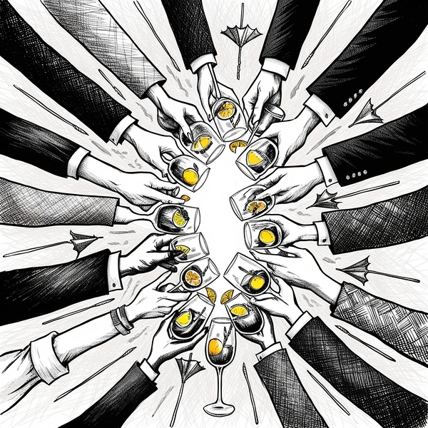 Cheers in Ink: Hand-Drawn Celebration Artwork Print