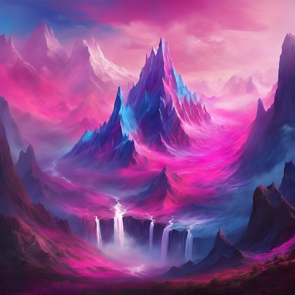  Surreal Mountain Range  Picture a surreal mount Print