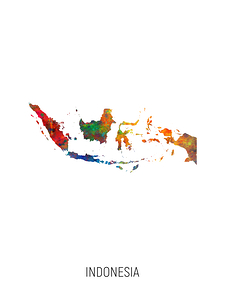 Indonesia Watercolor Map