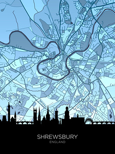 Shrewsbury Skyline Map