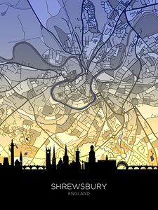 Shrewsbury Skyline Map