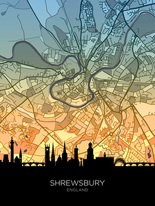 Shrewsbury Skyline Map