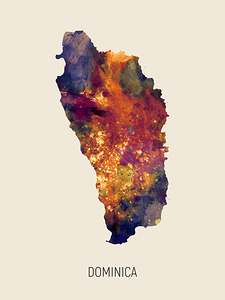 Dominica Watercolor Map