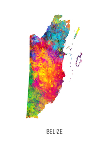Belize Watercolor Map