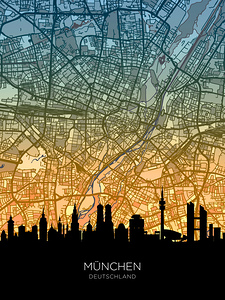 Munich Skyline Map