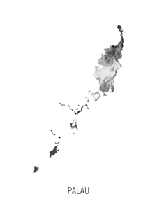 Palau Watercolor Map