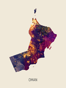 Oman Watercolor Map
