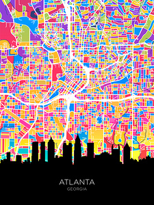 Atlanta Georgia Skyline Map