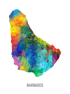 Barbados Watercolor Map