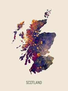 Scotland Watercolor Map