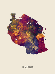 Tanzania Watercolor Map