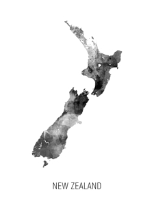 New Zealand Watercolor Map