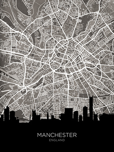 Manchester Skyline Map
