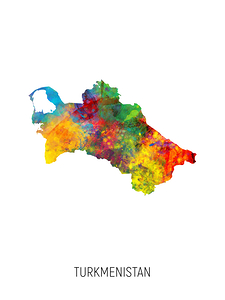 Turkmenistan Watercolor Map