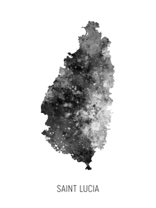 Saint Lucia Watercolor Map