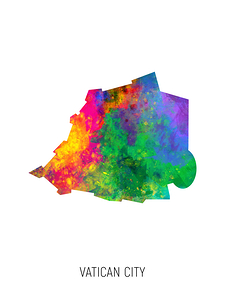 Vatican City Watercolor Map